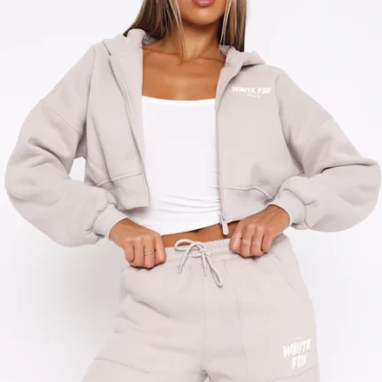 Offstage Cropped Zip Hoodie Moon