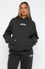 With Love In The Moment Oversized Hoodie Charcoal