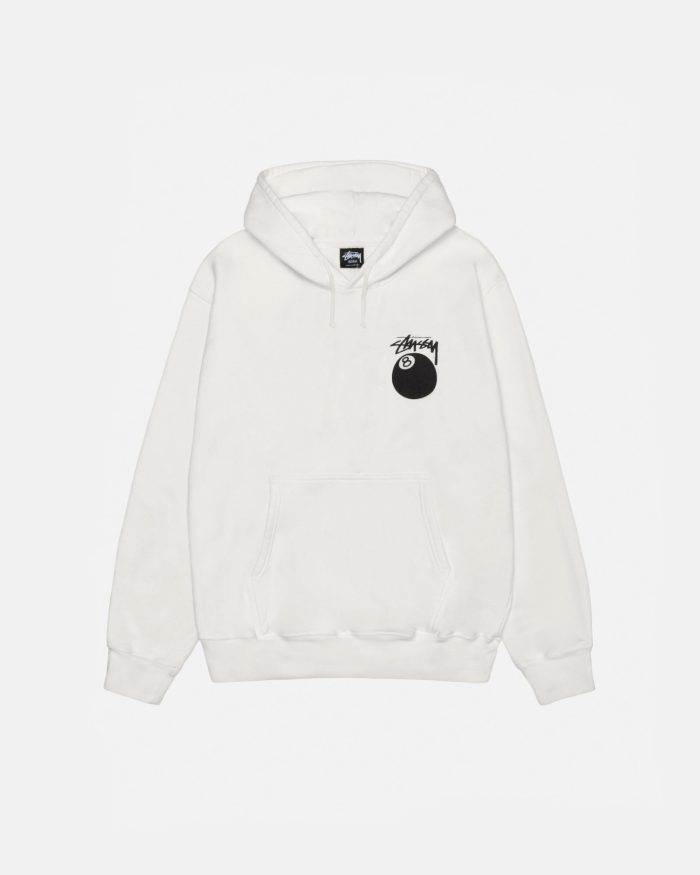 8 BALL HOODIE PIGMENT DYED WHITE