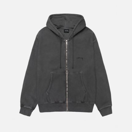 SMOOTH STOCK ZIP HOODIE PIGMENT DYED BLACK