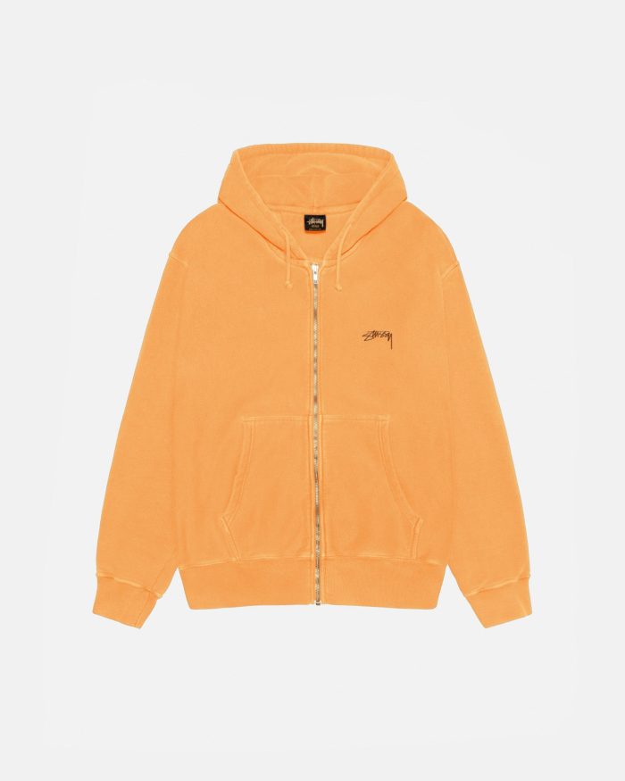 SMOOTH STOCK ZIP HOODIE PIGMENT DYED ORANGE