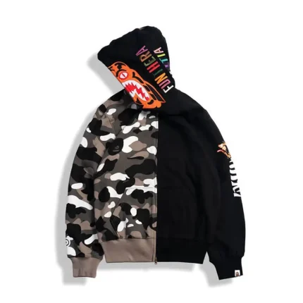 BAPE Shark Half Black Hoodie