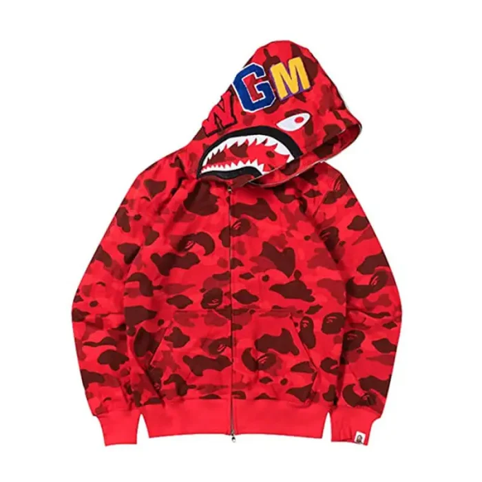 Bape Abc Camo Shark Full Zip Hoodie Red