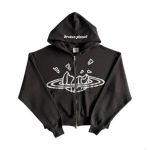 Broken Planet Double Zip Up Hoodie Black