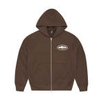 ISLAND PUFF PRINT ZIP HOODIE BROWN