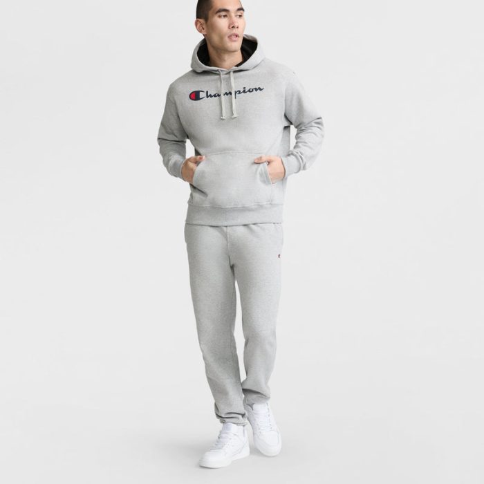 Powerblend Grey Hoodie Full Script Logo