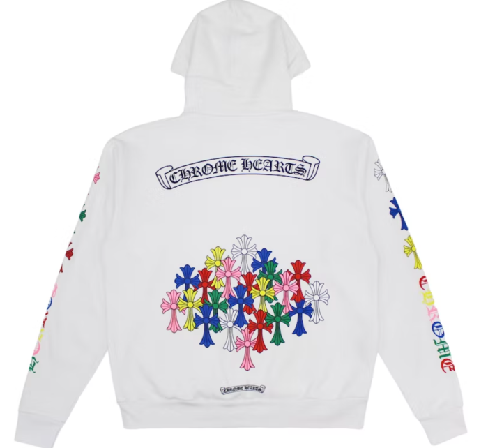 Chrome Hearts Multi Color Cross White Hoodie