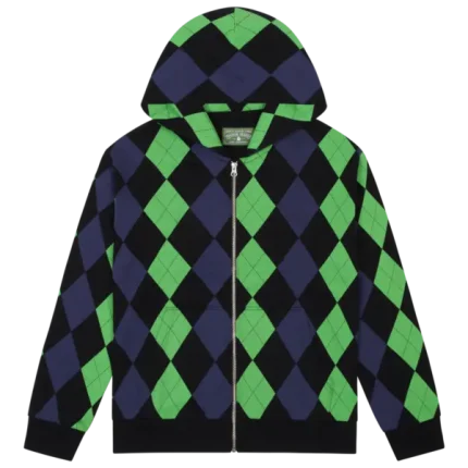 Derby Intarsia Zip Hoodie Green