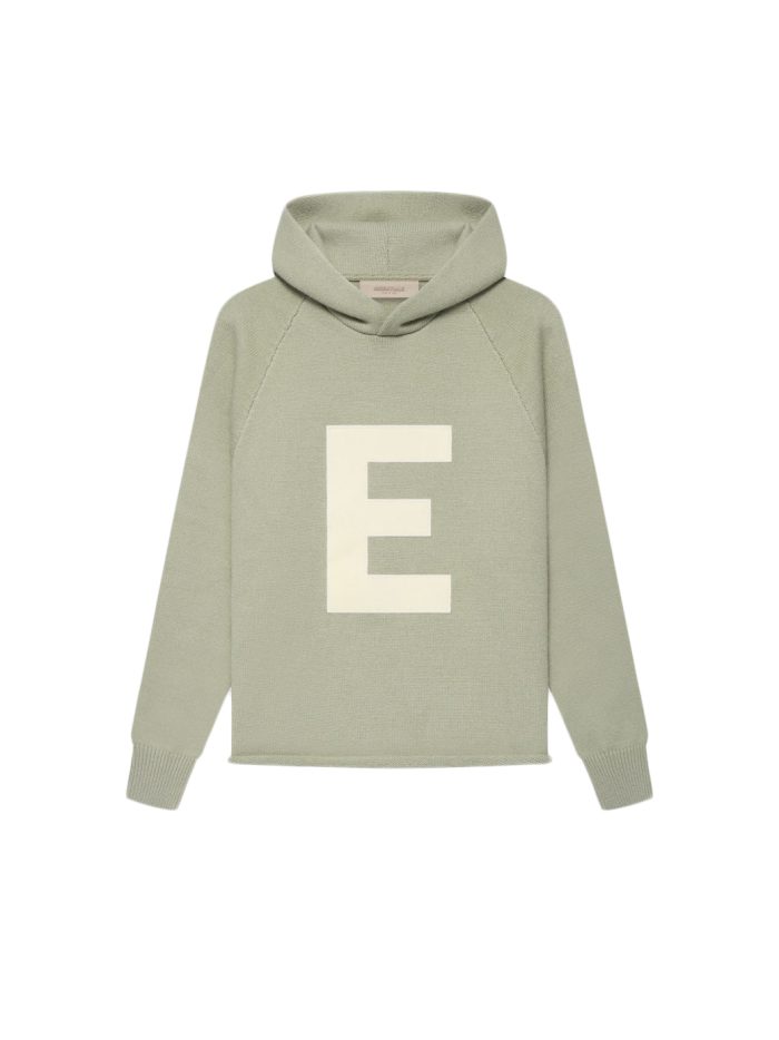 Fear Of God Essentials Kids Big E Knit Hoodie Seafoam