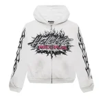 Hellstar Records Glitter Zip Up Hoodie White