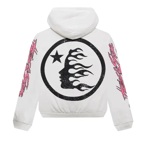 Hellstar Records Glitter Zip Up Hoodie White