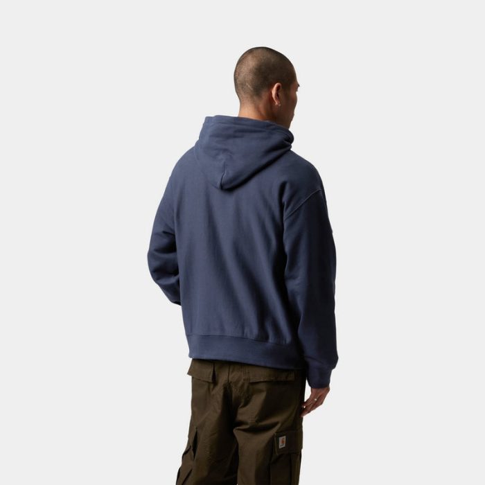 Hooded Label Script Sweatshirt Blue