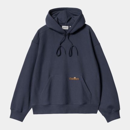 Hooded Label Script Sweatshirt Blue