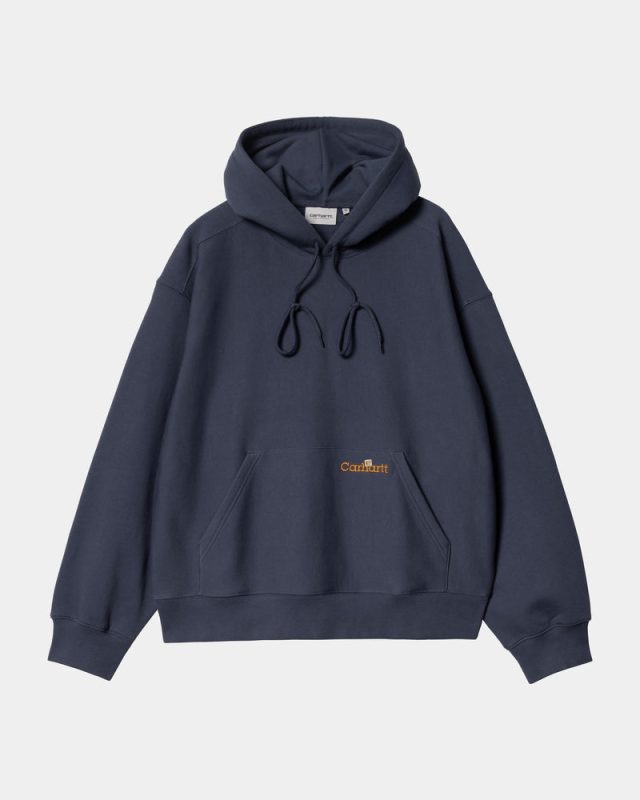 Hooded Label Script Sweatshirt Blue