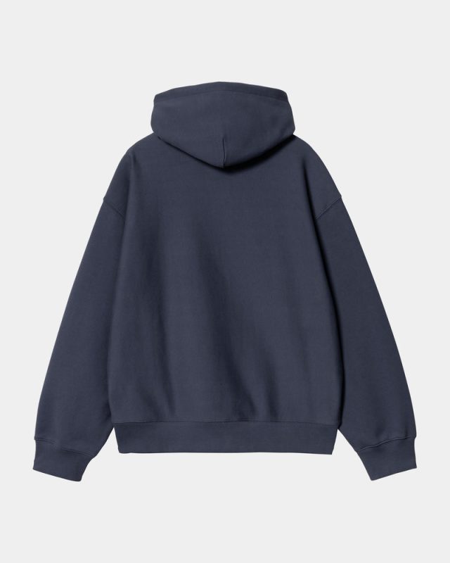 Hooded Label Script Sweatshirt Blue