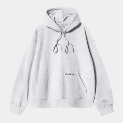 Hooded Label Script Sweatshirt Ash Heather