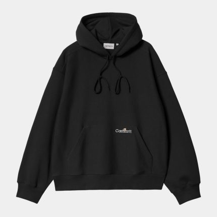 Hooded Label Script Sweatshirt Black