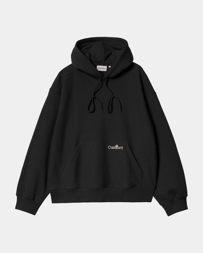 Hooded Label Script Sweatshirt Black