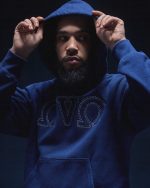 OMEGA CONTRAST STITCH BLUE HOODIE