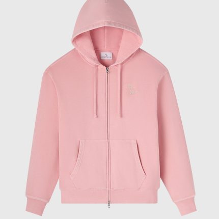 MUSKOKA GARMENT-DYED FULL-ZIP PINK HOODIE