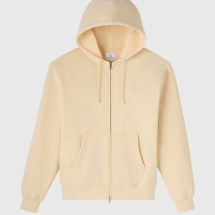 MUSKOKA GARMENT-DYED FULL-ZIP CREAM HOODIE