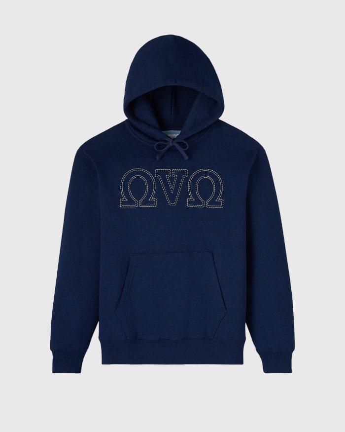 OMEGA CONTRAST STITCH BLUE HOODIE