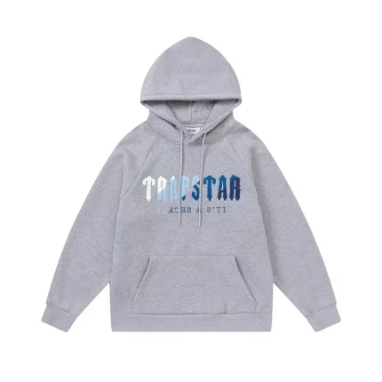 Trapstar Blue Logo Gray Hoodie