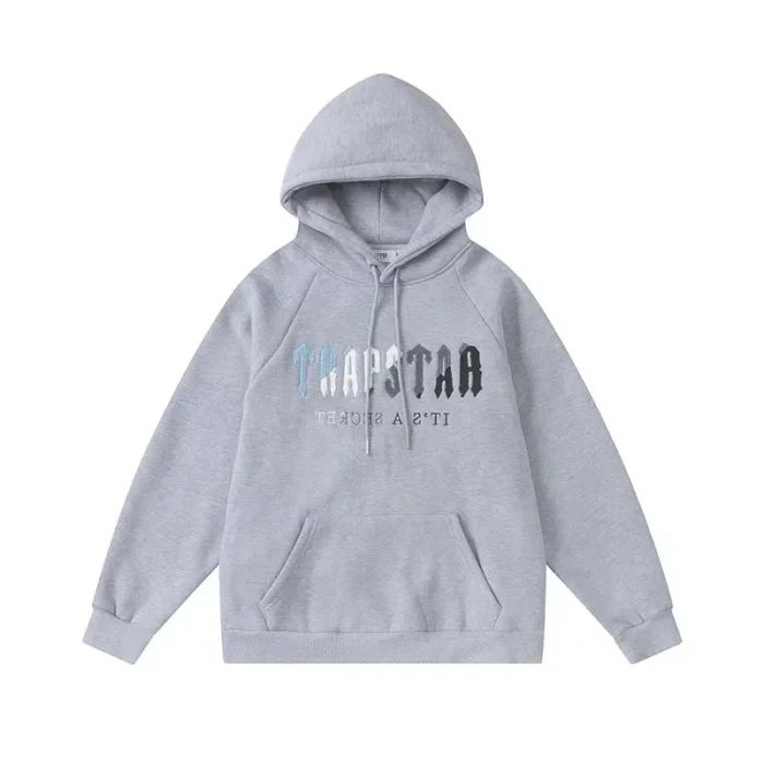 Trapstar It’s A Secret White/gray Logo Gray Hoodie