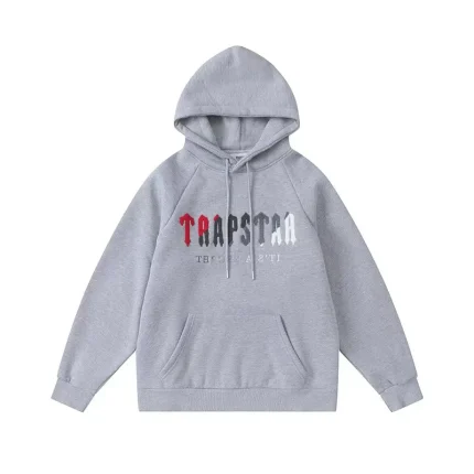 Trapstar It’s A Secret Red/gray Logo Gray Hoodie