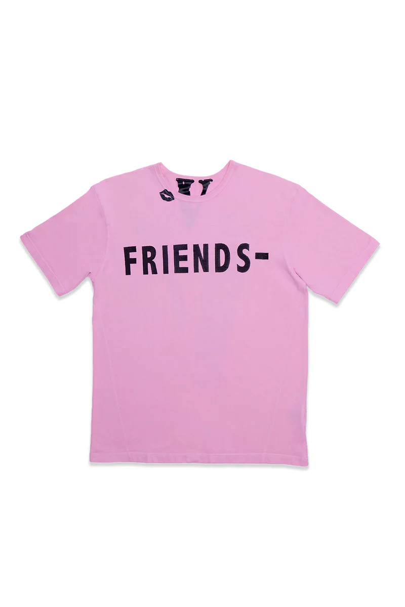 BLACK LIPSTICK FRIENDS- EMBROIDERED T-SHIRT (pink) BLACK LIPSTICK FRIENDS- EMBROIDERED T-SHIRT (pink)