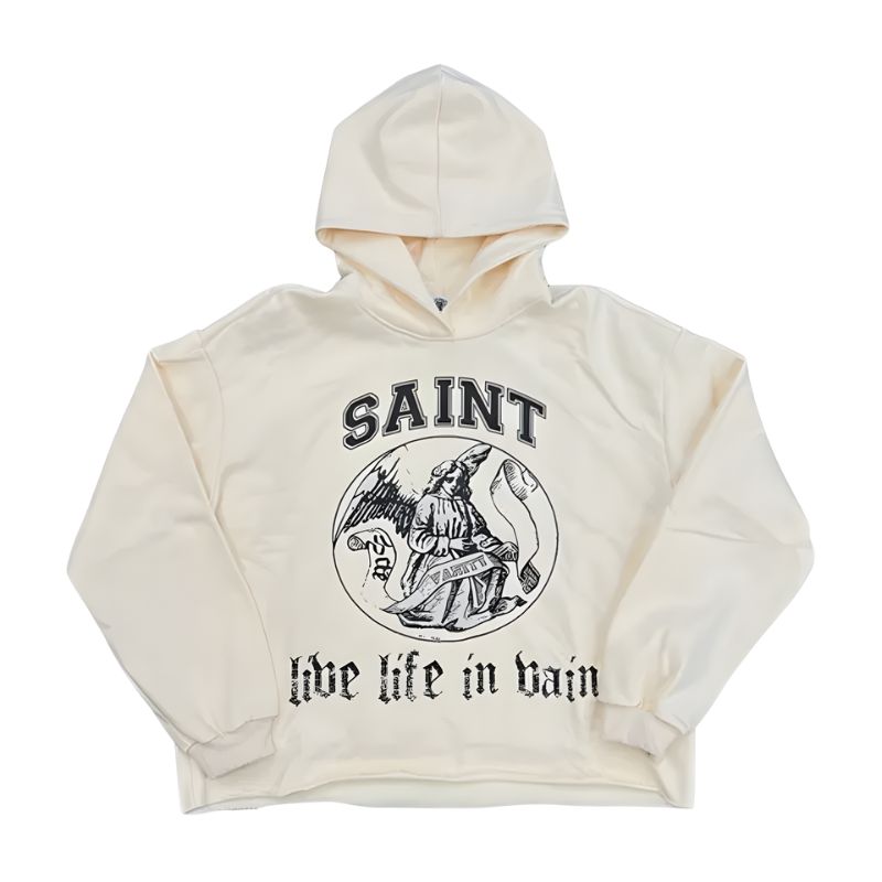 Saint Vanity Cream Hoodie Live Life In Vain Saint Vanity Cream Hoodie Live Life In Vain