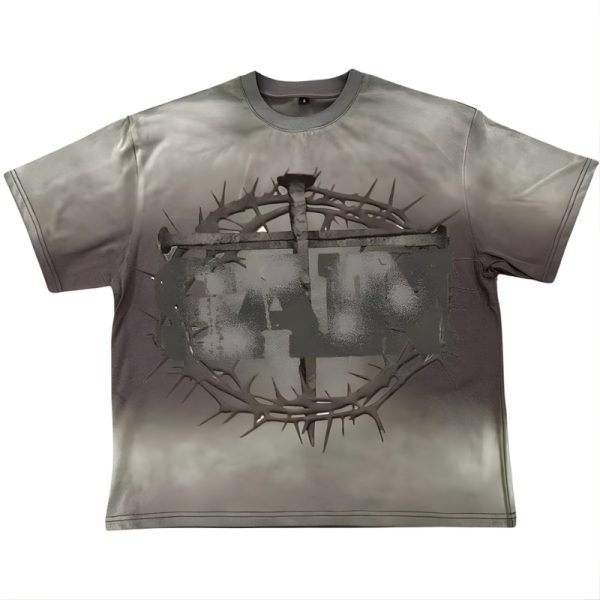 Saint Vanity Cross Grey Graphic Tee