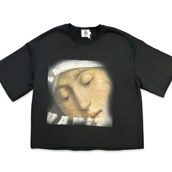 Saint Vanity Love Saint Black Cropped Crewneck Tee