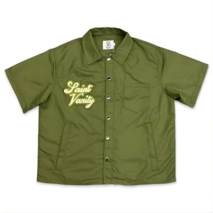 Saint Vanity Olive Nylon Button-Up Tee
