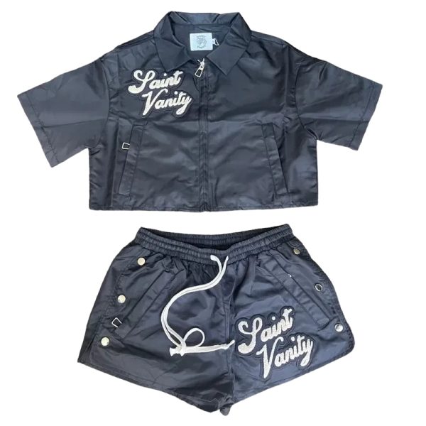Saint Vanity Women Zip Short Set Black Graphic