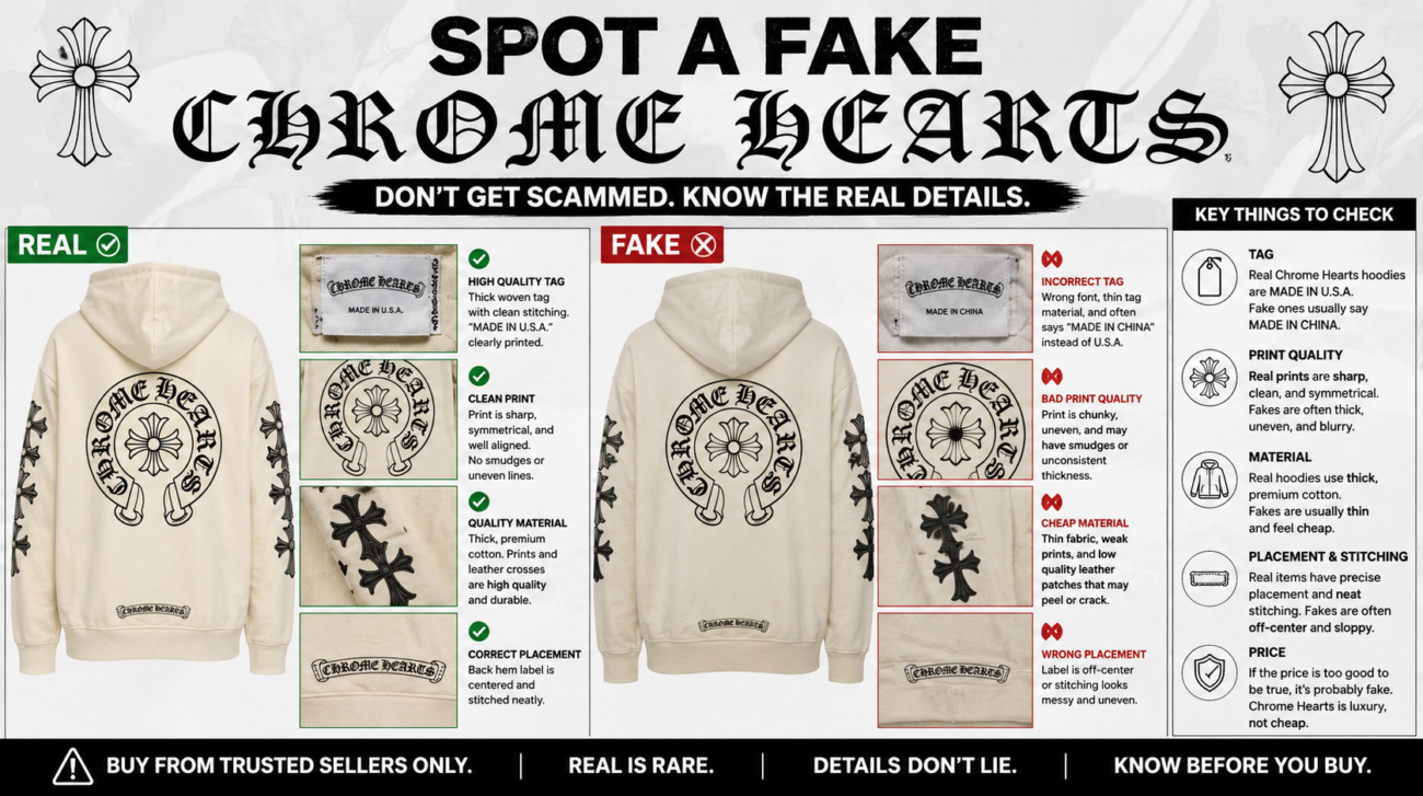 How to Spot a Fake Chrome Hearts Hoodie — 8 Authentication Checks