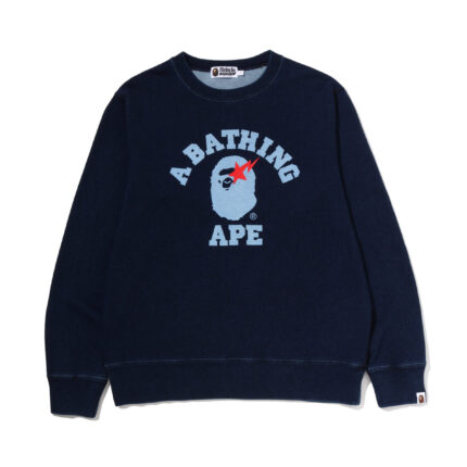 Bape College Indigo Crewneck Sweatshirts