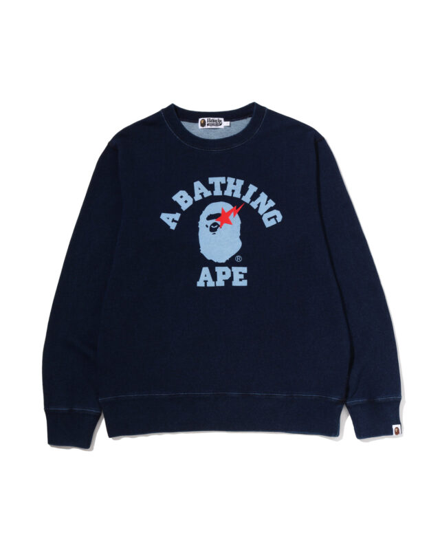 Bape College Indigo Crewneck Sweatshirts